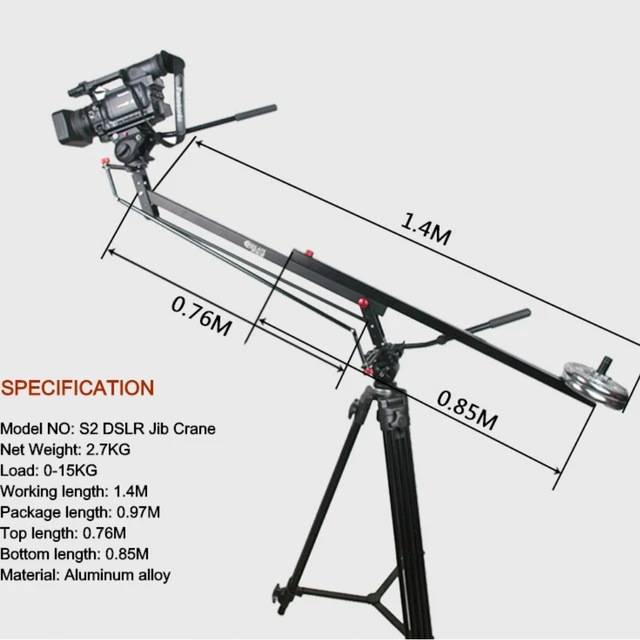 NEW 15KG load MINI DSLR Jib crane Portable Video camera jib crane 1.4M length Lightweight jibin