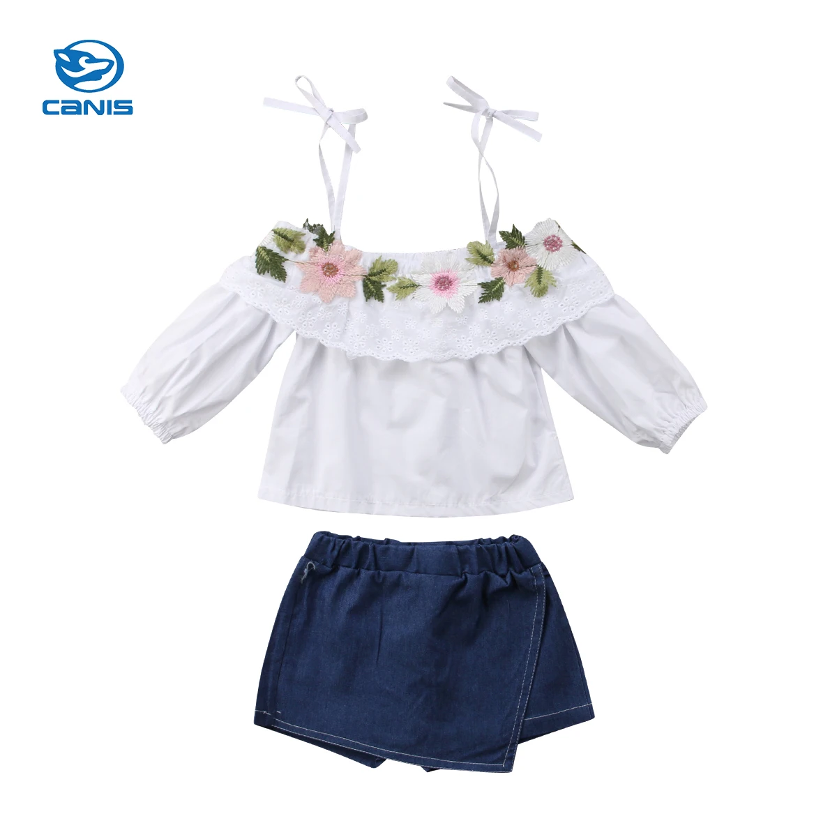 USA Summer Toddler Kids Girl Denim Blue Strap Tops Shorts//Skirt Outfits Clothes