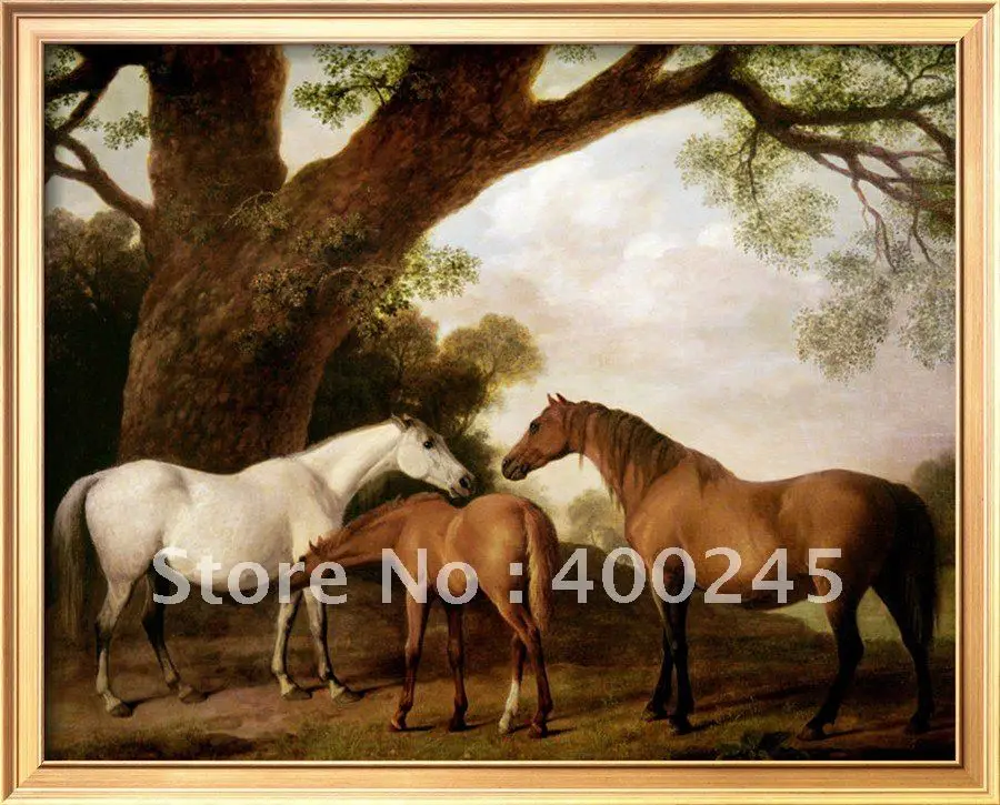 Кони картина маслом для гостиной два Shafto Mares и Foal от Джорджа стаббса холст ручная работа++ Высокое качество