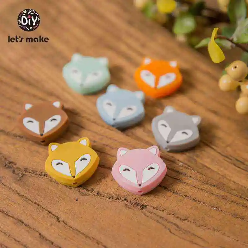 Let's Make Baby Teether Mini Fox Head Slilcone Bead 50pc Food Grade Slilcone Teether Nurse Gift Sensory Dental Care Teething Toy Let's Make Baby Teether Mini Fox Head Slilcone Bead 50pc Food Grade Slilcone Teether Nurse Gift Sensory Dental Care Teething Toy