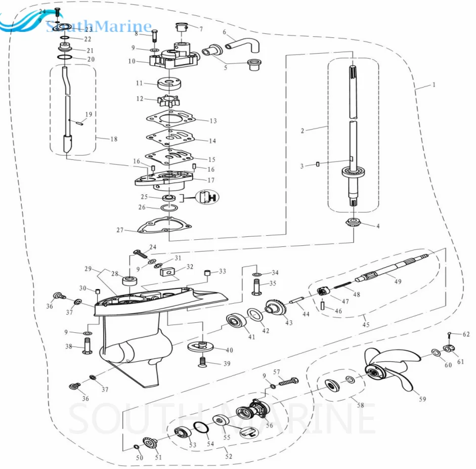 369-64211-1 лодочный мотор 36964-2111 м карданного вала для Tohatsu для Nissan подвесной мотор 2-х тактный двигатель M4C M5B M5BS