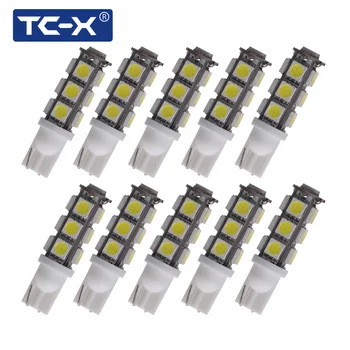 

TC-X 5 Pair T10 5050 194 168 192 Auto Car Side Light Bulb W5W 13 Leds 13smd Wedge Lamp White Lighting High Quality Wholesale