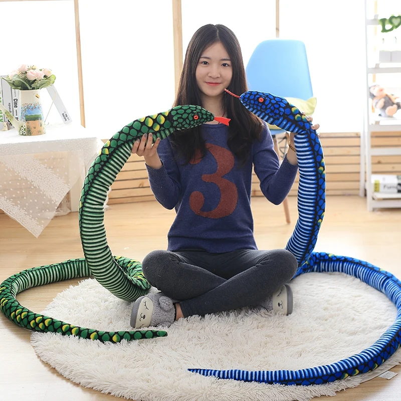 

3pc Simulation Cobra and Python Snake Plush Toys Dolls Soft Animal Stuffed Toy for Kids Children Funny Birthday Christmas Gift