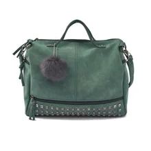 

2018 Hot Vintage Women leather handbags Female Nubuck Top-handle Bags Rivet High Quality Shoulder Bag Motorcycle Messenger Bag