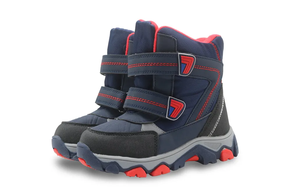 APAKOWA/зимние водонепроницаемые ботинки из искусственной кожи; теплые плюшевые ботинки для мальчиков; детская обувь до середины икры на резиновой подошве для маленьких мальчиков; европейские размеры 27-38