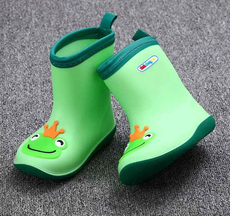 Brand New Kids for Boys Girls Rain Boots Waterproof Baby Non-slip Rubber Water Shoes Children Rainboots four Seasons Removable - Цвет: Green