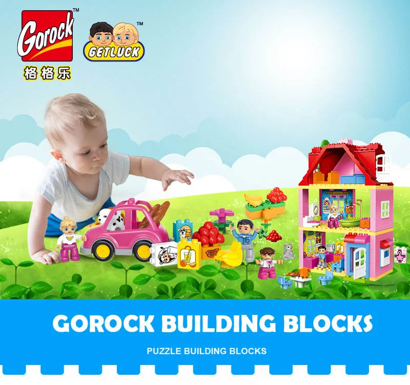 GOROCK друзья розовый город девочка принцесса фигура семья дом красочные Дети Строительный блок образовательная детская игрушка, подарок