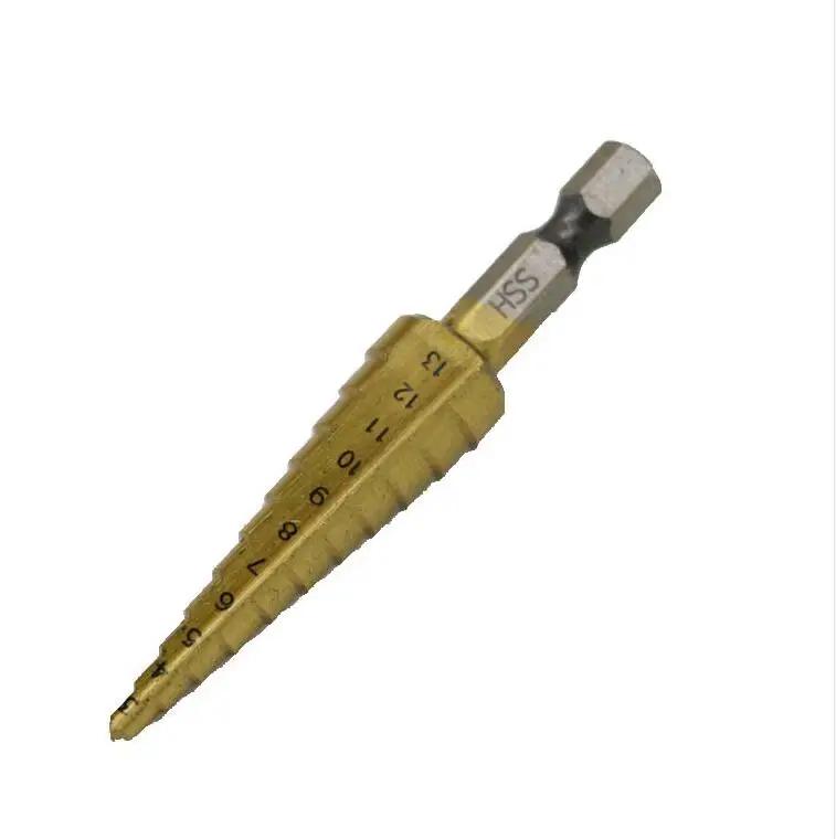 

1pc 1/4" HEX shank 3-13mm HSS Step Drill Bit Set core drill bit TIN Coated cone Step Drill Bit Set hole cutter