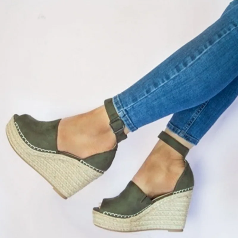 

Adisputent Women Sandals Ankle Strap Platform Wedges For Female Shoes High Heels Cover Heel Rome Sandal Womens Espadrilles