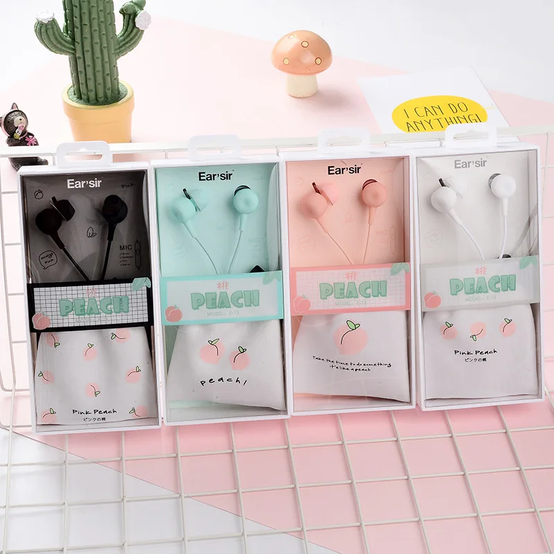 CutePinkEarphones35mmCandyColorInEarMusicUniversalEarbuds