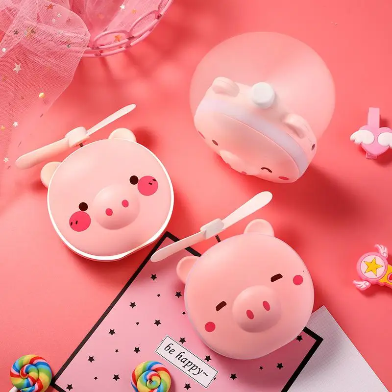 Kuulee мультфильм свинья легкий портативный офис Лето светодиодный USB вентилятор