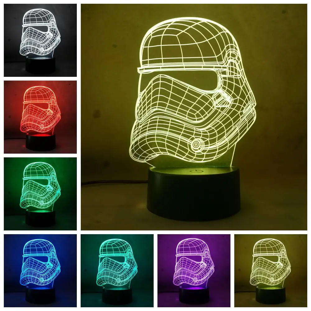 DIY 3D Звездные войны буря Белый воин современное применение настольная лампа 7