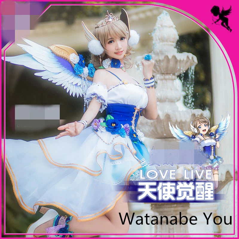 LoveLive! Sunshine Aqours Angel Awakening Watanabe You карнавальный костюм рождественское женское платье