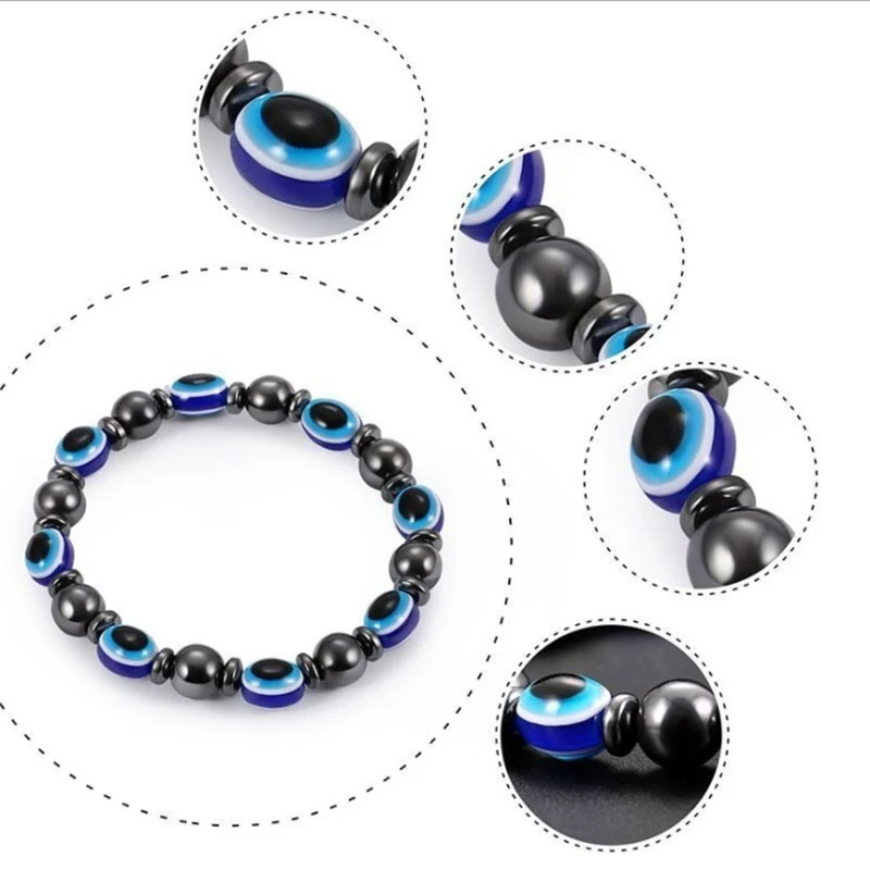 1 шт. Магнитный синий браслет evil eye beads бусины для похудения браслеты для женщин и мужчин потери веса камень ювелирные изделия для лечения