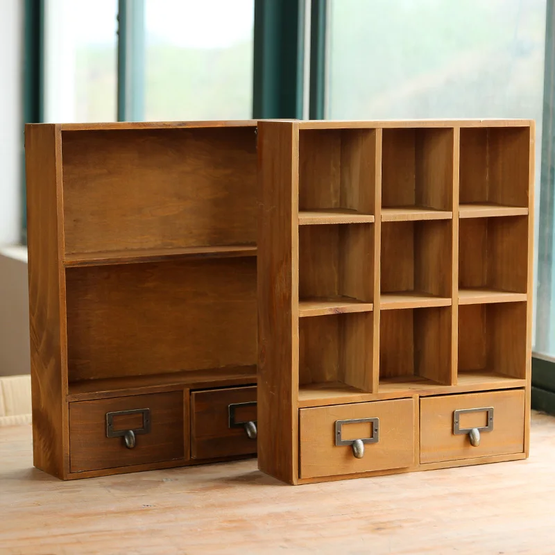 Zakka Ретро деревянный ящик стола тип хранения кабинета Многофункциональный Коробка для хранения витрина