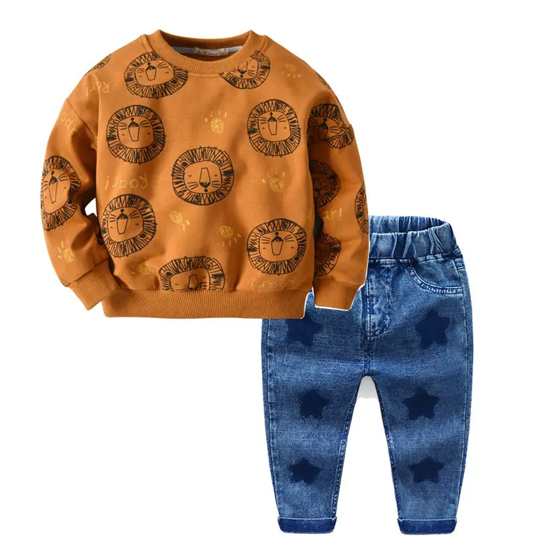 

Children's Sports Suit For Boys 2018 Cartoon lion Print Sweater Casual Pants Baby 2-6 yrs Kid Clothing T-shirt Set Clothes