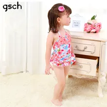 GSCH/Одежда для купания для маленьких девочек; слитный купальник-бикини с цветочным рисунком; летняя пляжная одежда для малышей; купальный костюм для девочек; одежда для купания для младенцев