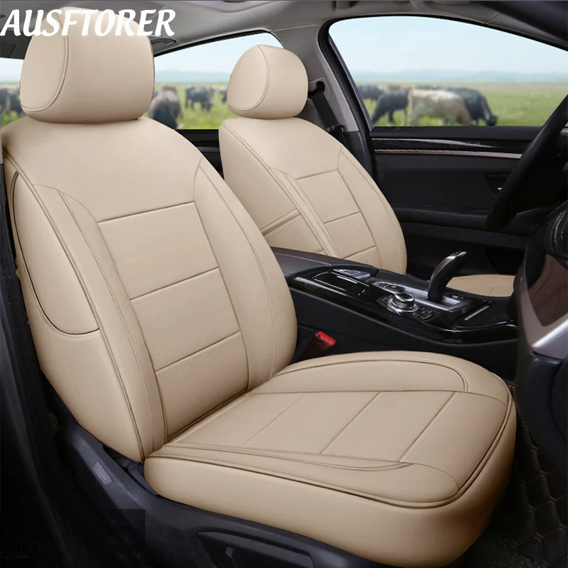 

AUSFTORER Custom Fit Seat Covers for Audi A1 Cowhide & Artificial Leather Seat Cover Car Cushion Protector Interior Accessories