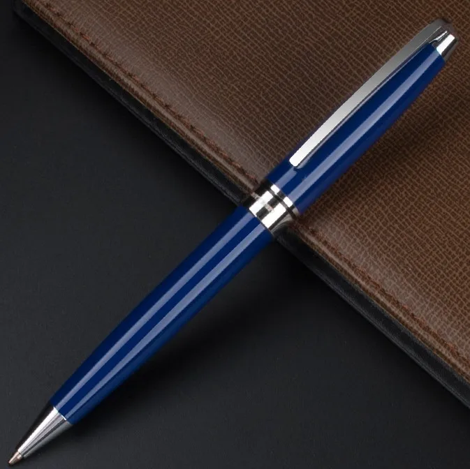 Высококачественная синяя Серебряная Ручка-роллер 0,7 мм с черными чернилами, металлическая шариковая ручка для студентов, школьные принадлежности