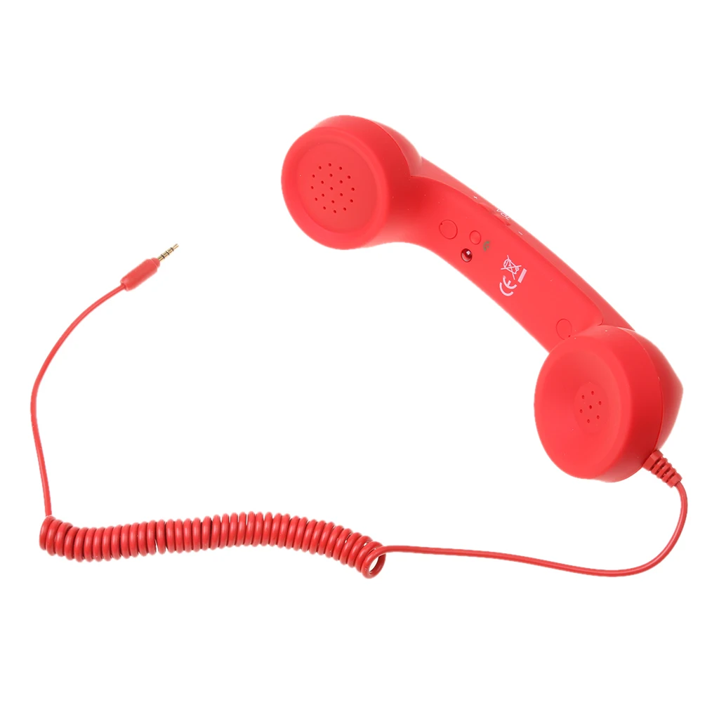 3.5mm Mic Retro POP Phone Handset Telephone for Mobile Phone Universal Red Light & luxurious Rubberized soft-touch design