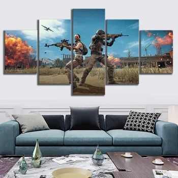 

5 Piece PUBG Playerunknowns Battlegrounds Pictures Landscape Wall Painting for Home Decor Game Poster Canvas Painting