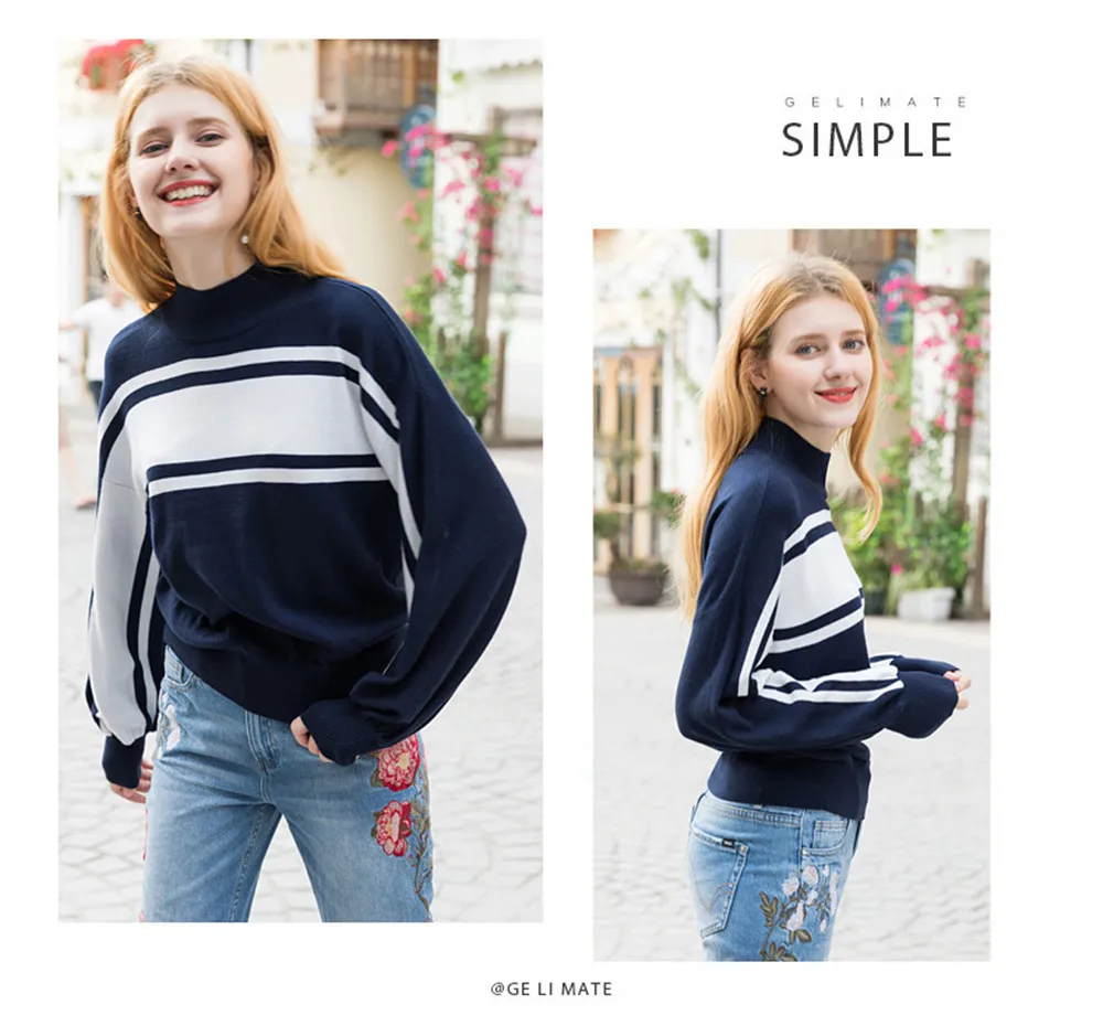 Autumn Knitwear Blouse Shirt Women 2018 Winter Turtleneck Warm Striped Sweater Blouse long sleeve knitwear Female Casual Tops (12)