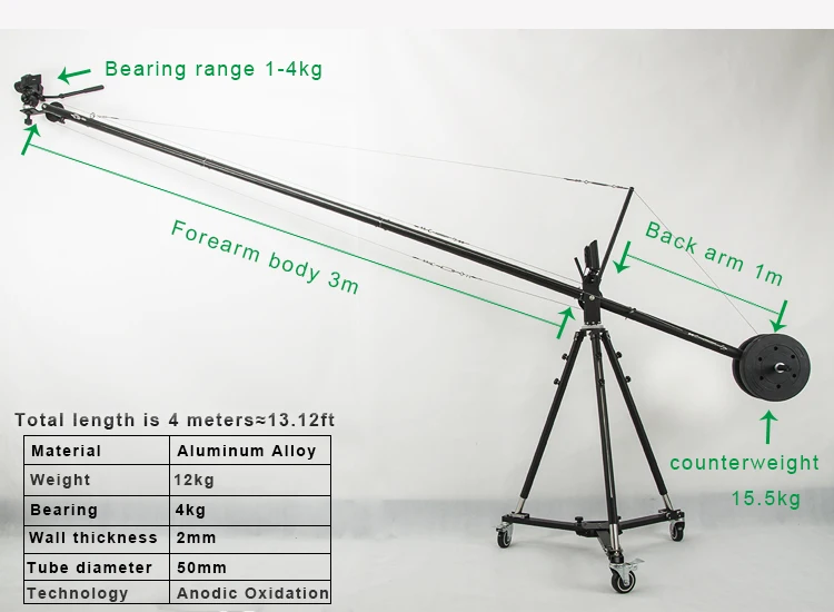 Twzz 4 М камера подъемный рычаг видео grue Jib кран коромысло для DSLR фильм особенности фильм видео съемный