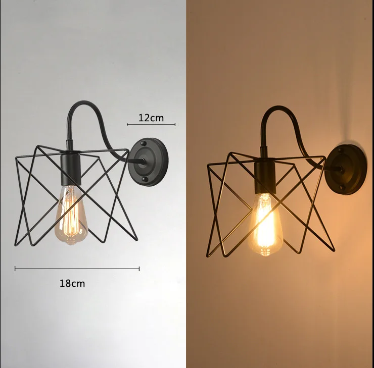 Промышленный Черный Металлический Настенный одиночный E27 Edison держатель лампы винтажный Ретро Железный настенный светильник с абажуром для лофт бар домашний декор