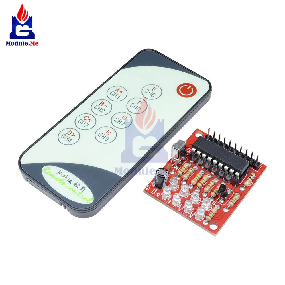 3 5V 8 Channel IR Infrared Receiver Board Delay Relay Driving Module + 9 Keys Remote Control Transmitter Self Locking Controller|Integrated Circuits| - AliExpress