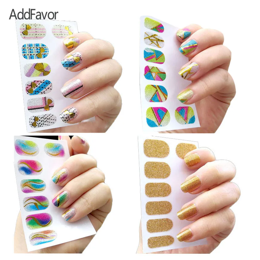 AddFavor наклейка для ногтей декоративная бронзовая печать лак гель 3D Мерцающая