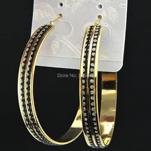 Модные Лидер продаж Новые модные, партиями по 6 пар матовый золотистый и черный горошек серьги в виде колец, для Для женщин бижутерия оптом A1055