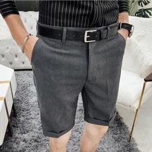 Men's suit shorts summer new breathable business casual Slim five points suit shorts youth personality trend men's clothing