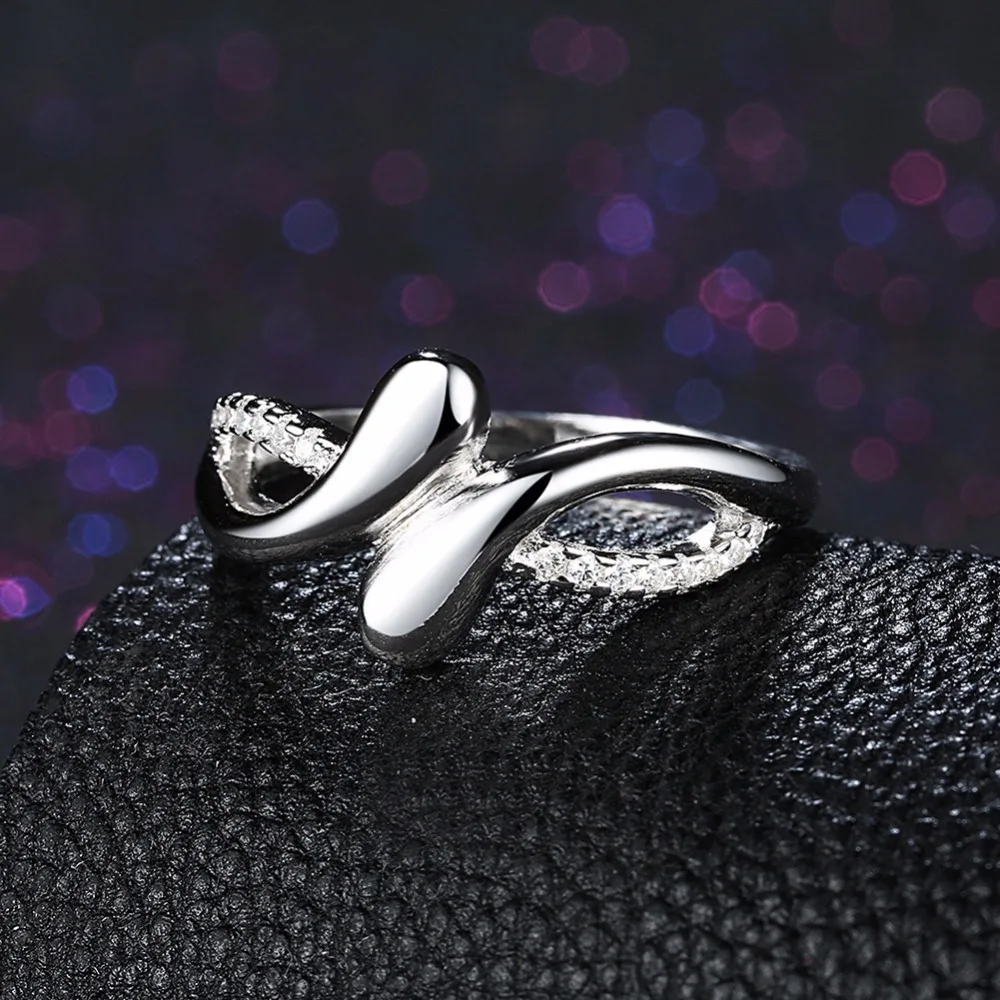 Solid 925 Sterling Silver Ring Irregular Design Zircon Female Trendy Fashion Jewelry Party Rings For Women (JewelOra RI102649)