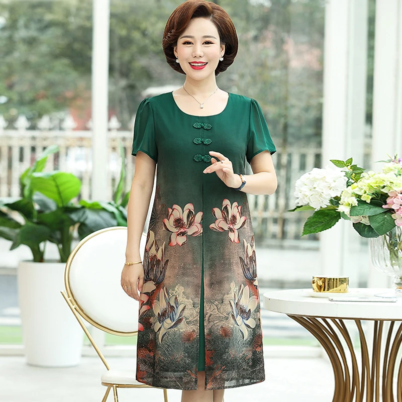 

Elegant Vintage Floral Printing A-Line Dress Women 2019 Summer O-Neck Short Sleeve Knee-Length Casual Dress Female Vestidos