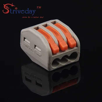 

50pcs / lot 222-413 Connector PCT-213 3P Universal Compact Wire Connector Conductor Universal Terminal Block wire connector