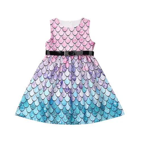От 4 до 11 лет платье русалки для малышей Детское платье принцессы трапециевидной формы для девочек вечерние платья без рукавов для детей