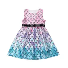 От 4 до 11 лет платье русалки для малышей Детское платье принцессы трапециевидной формы для девочек вечерние платья без рукавов для детей