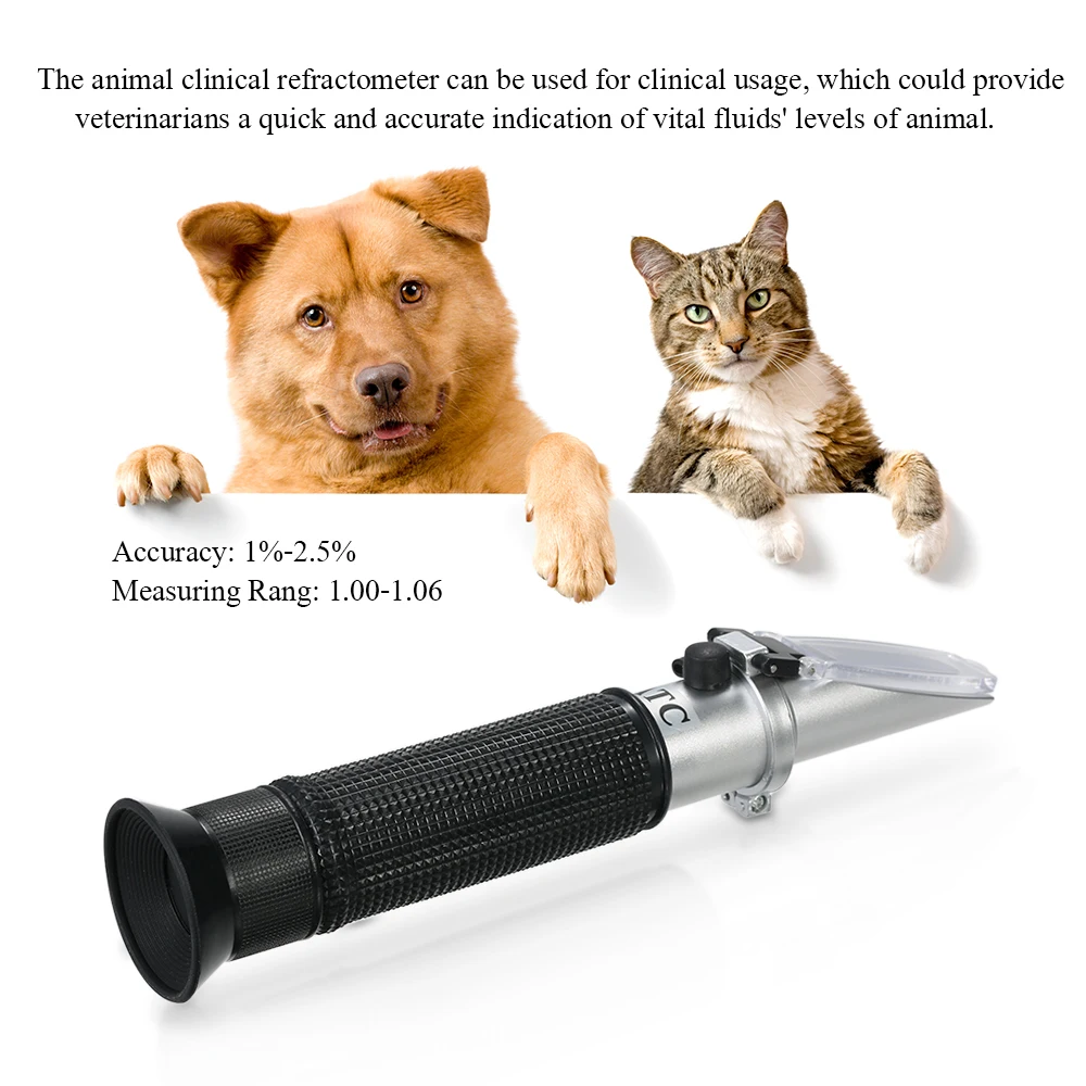 Портативный ATC животное кошка собака клинический рефрактометр ПЭТ белок сыворотка плазма гемоглобин тестер мочи 1,00-1,06 диапазон измерения