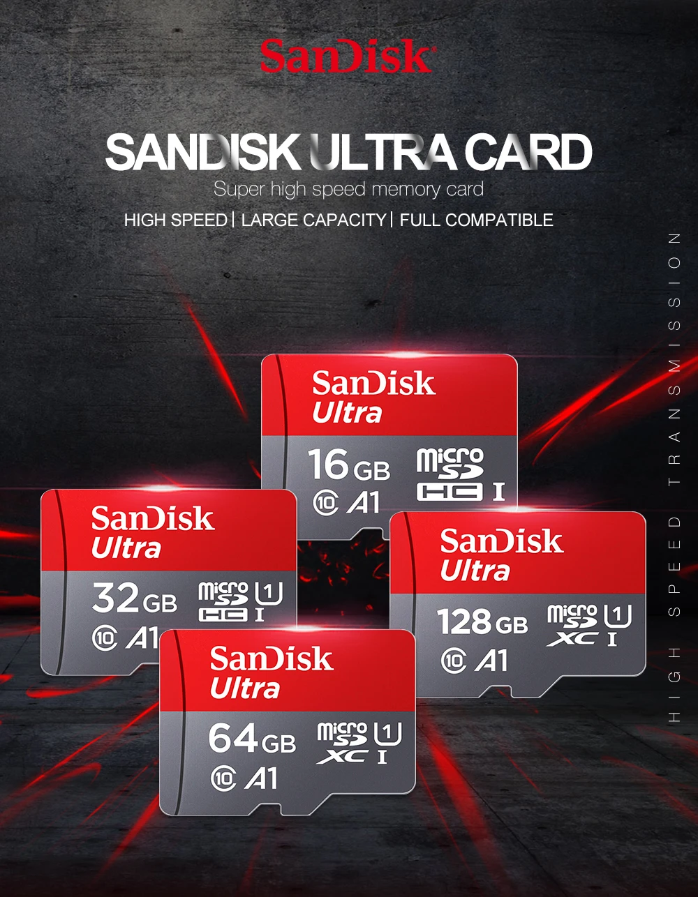 Карта памяти SanDisk ultra micro SD, 400 ГБ, 256 ГБ, 200 ГБ, 128 ГБ, 64 ГБ, 32 ГБ, 16 ГБ, флеш-карта cartao de memoria A1 C10, MicroSD, TF карты