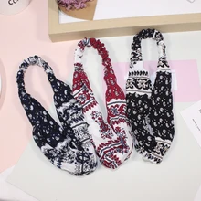 Boho New Fashion Flower Headband Retro Crossed Flexible Hairband Turban Head Wrap Hair Band Yoga Running make up Accessories