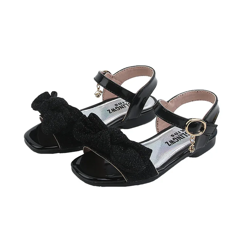 Summer New Girl Shoes Children Kids Sandals soft bottom Bowtie Rhinestone princess Shoes fille chaussure 4T 5T 6T 7T 8T 9T-14T