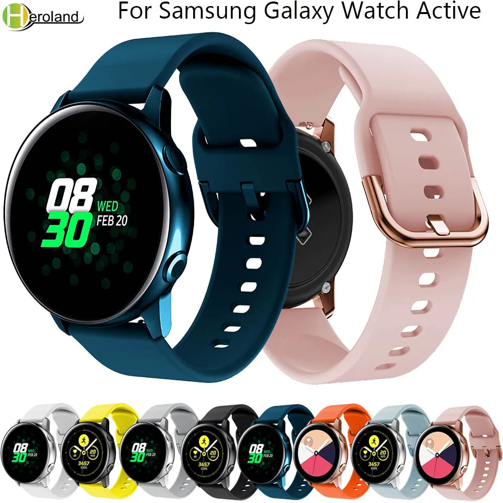 Силиконовый ремешок 20 мм для оригинальных часов Samsung Galaxy Watch Active Band Galaxy 42 мм gear S2 bip спортивные умные Браслеты Ремешок для часов силиконовый ремешок для часов galaxy watch 3 46 мм 42 active 2 s3 gt2 amazfit bip ремешок для samsung watch 4 20 мм 22 мм