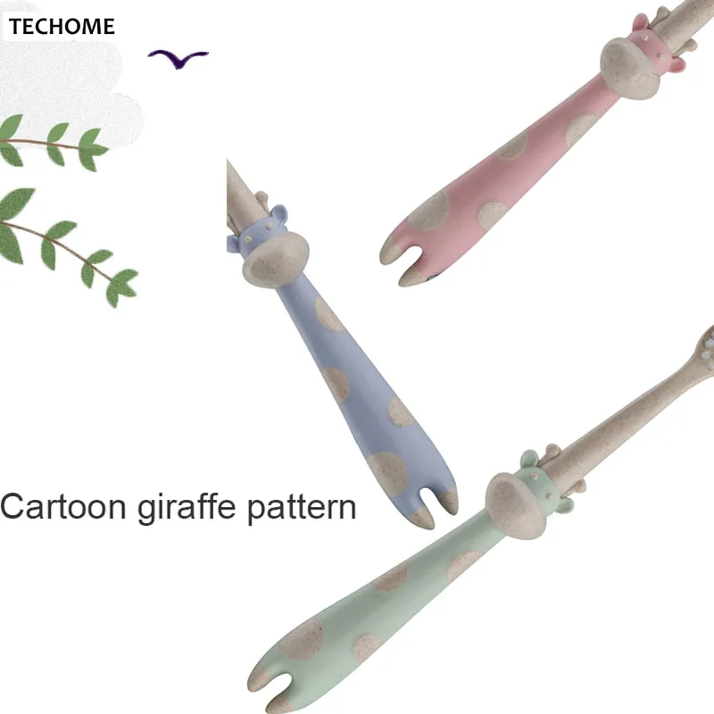 Детские зубные щетки пшеничное волокно зубная щетка из мягких волос маленькая голова зубная щетка Мультфильм Жираф узор Дети стоматологический уход