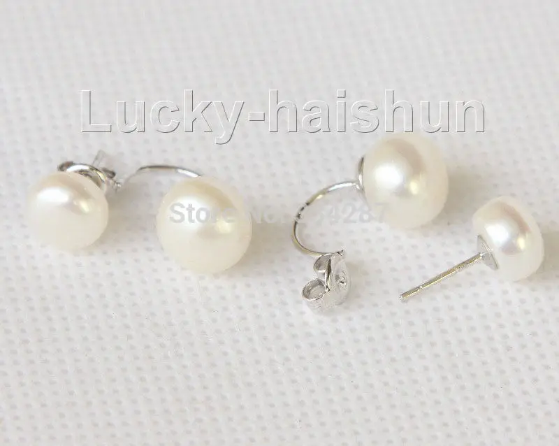 

hot sell new - stylish twinborn 10mm white freshwater pearls Earrings
