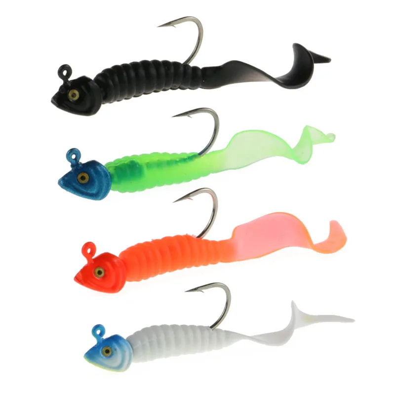 4 Pieces Fish Shaped Lead Head Soft Fishing Lures 7cm 8.6g Jig Head