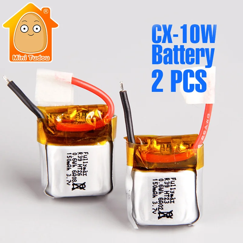 

MiniTudou Lipo Battery 3.7V 150mAh For CX-10W Helicopter Spare Parts Battery Drone Parts 2PCS/Lot