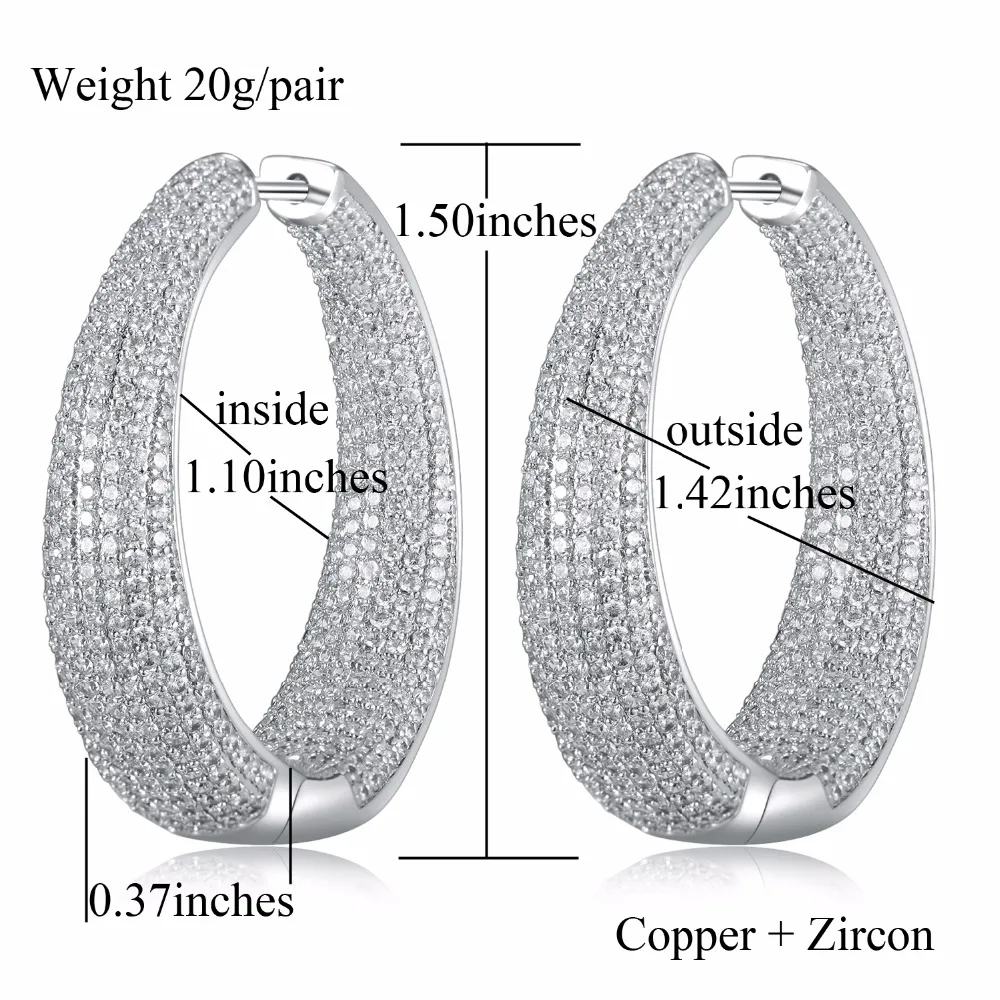 GrayBirds Large Hoop Earrings In Gold And White Color Micro Setting High Quality Clear CZ Big Sexy Ladies Jewelry MLE019