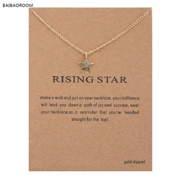 

12pcs Hot Sale Sparkling full star gold-color Pendant necklace Clavicle Chains Statement Necklace Women Jewelry(Has card)