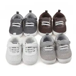 Новорожденных Для маленьких мальчиков Обувь с дышащей сеткой мягкая подошва противоскольжения малыша Детские тапки Обувь Повседневное
