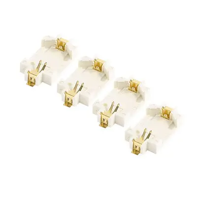 

4 Pcs Button Coin Cell Batteries Socket Holder Case Off White for CR2032